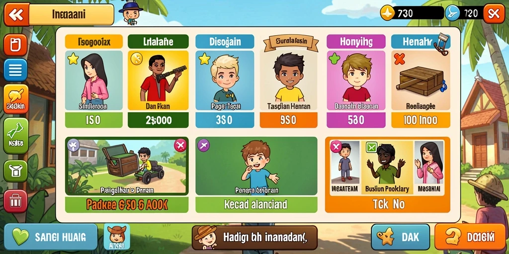 Screenshot menunjukkan tampilan awal permainan dengan antarmuka yang menarik.